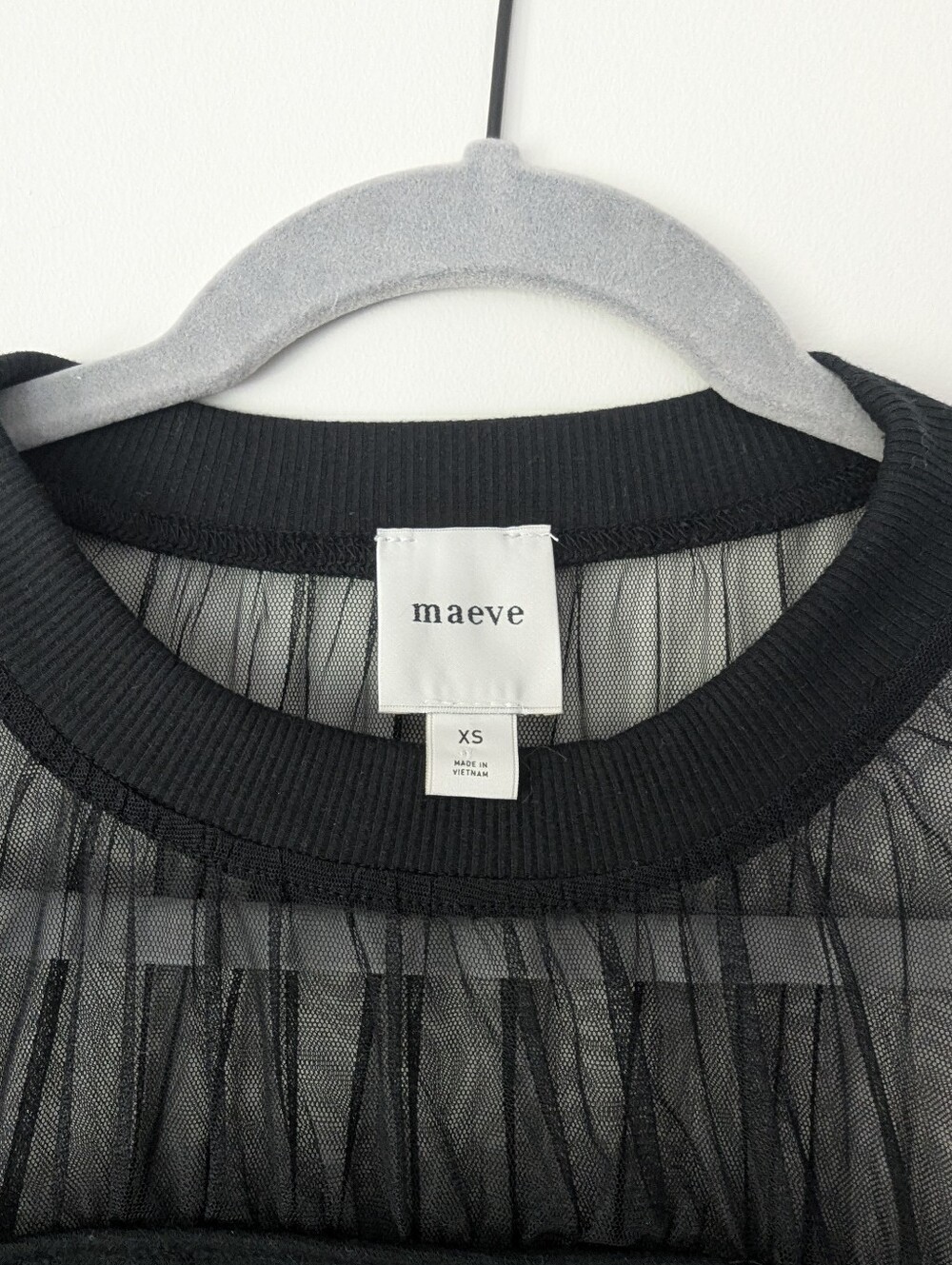 Maeve Anthropologie Short-Sleeve Sheer-Inset Knit Top Black - Picture 5 of 12